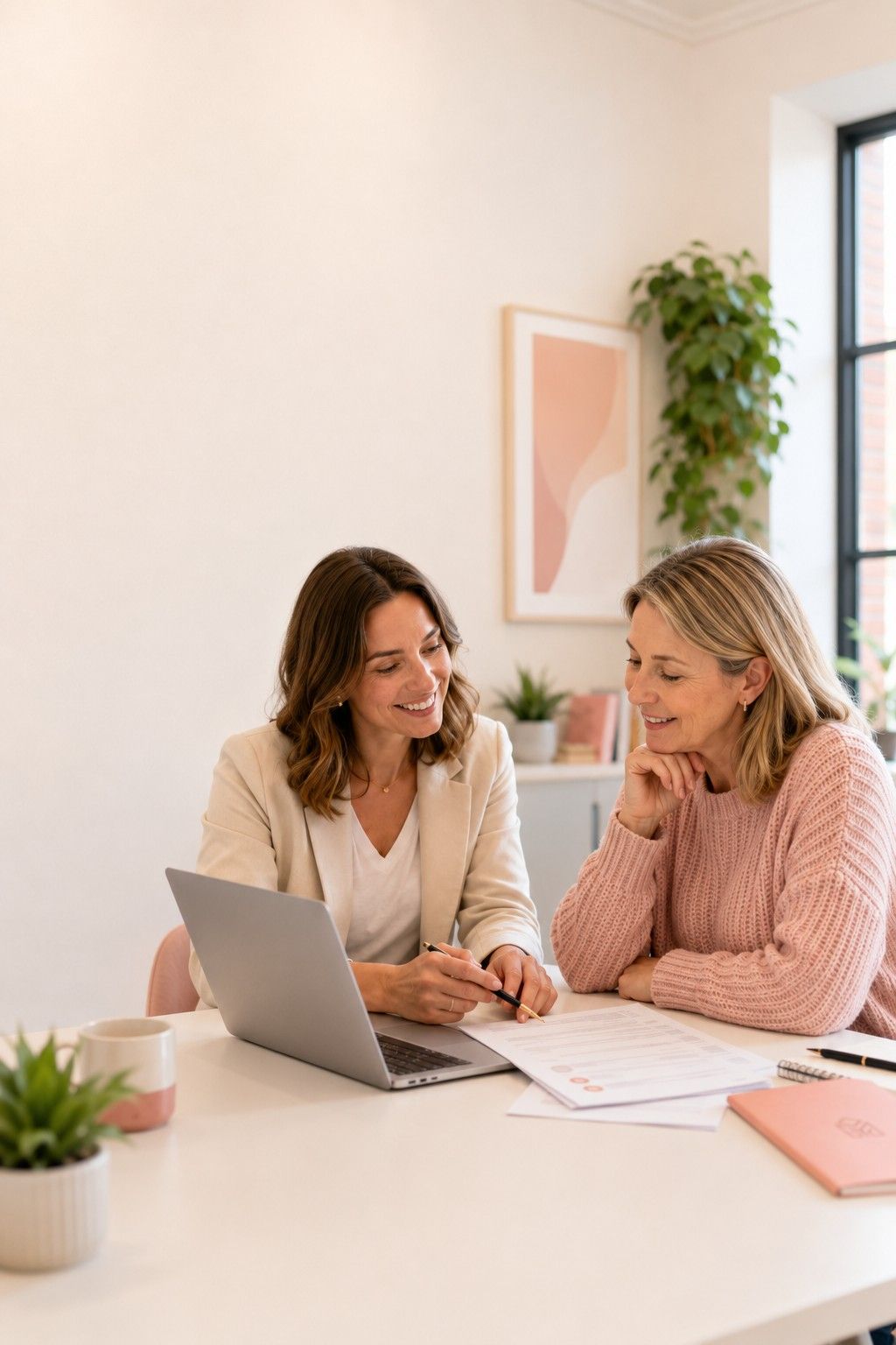 A GST adviser talking a student through the Health & Social Care course